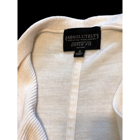 Absolutely Creative Worldwide Asymmetric Shawl Knit Sleeveless Women's Cream S - Picture 3 of 9